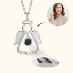 Personalized Guardian Angel Photo Projection Memorial Necklace Sympathy Gift for Women Girls Loss of Loved One