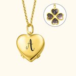 Collana personalizzata con cuore d'amore e 4 foto con iniziale incisa Festa della mamma e compleanno per le donne