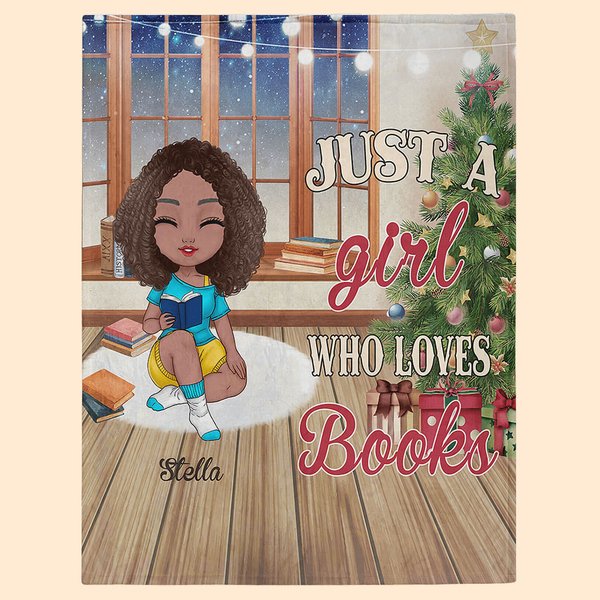 Personalized Just A Girl Who Loves Books Soft Blanket Home Decoration Christmas Reading Gift for Book Lovers