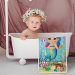 Toalla de baño personalizada de terciopelo coral con nombre Sirena del océano agradable a la piel Regalo diario de verano para niña