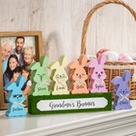 Personalized Cute Cool Smile Face Wood Bowtie Bunny Flocked Block Set Colourful Home Decoration Easter Birthday Gift for Mom Grandma