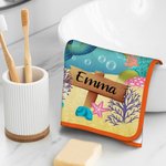 Toalla de baño personalizada de terciopelo coral con nombre Sirena del océano agradable a la piel Regalo diario de verano para niña