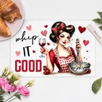 Gepersonaliseerde Mooie Elegante Vrouwen Patroon Keuken Placemat met Naam Set van 4 Verjaardag Housewarming Gift voor haar
