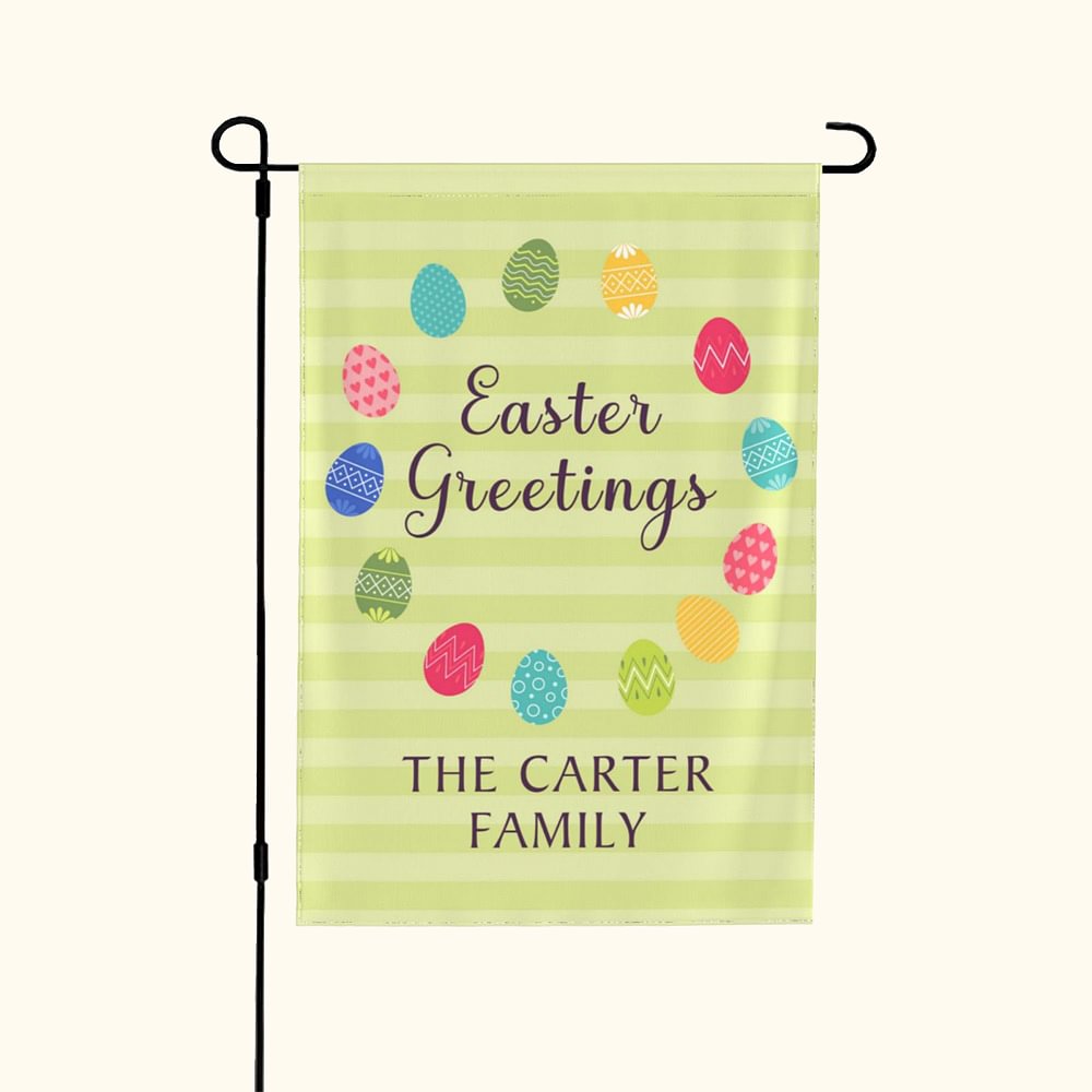 Drapeau de Jardin Personnalisé avec Texte et Nom de Famille Drapeau d'Impression Recto-Verso Œufs de Pâques Cadeau pour Famille