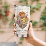Personalised Birth Flower Bouquet 20oz Food-grade Stainless Steel Tumbler with Name and Straw Mother's Day Birthday Gift for Grandma Mom