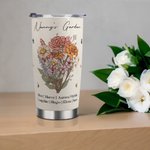 Personalised Birth Flower Bouquet 20oz Food-grade Stainless Steel Tumbler with Name and Straw Mother's Day Birthday Gift for Grandma Mom
