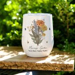 Personalised Birth Flower Bouquet 12oz Insulated Wine Tumbler Garden Theme Coffee Cup Birthday Family Gift for Mom Grandma