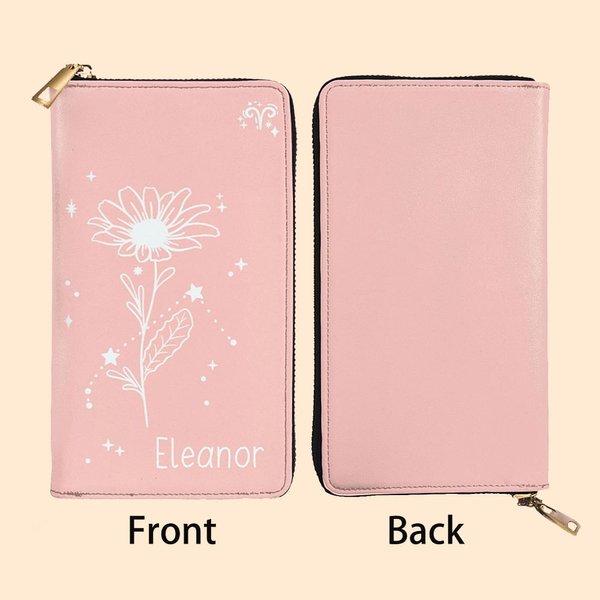 Henkilökohtainen Zodiac syntymä kukka nahka käsi lompakko nimi syntymäpäivä vuosipäivä lahja naisille