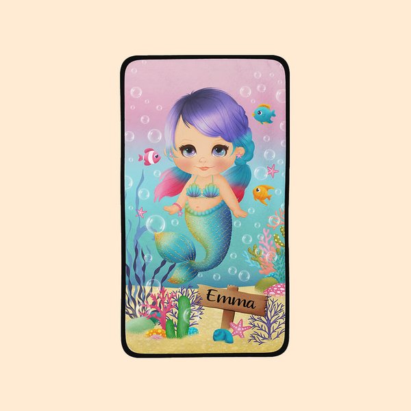 Personalisierte Ozean Meerjungfrau hautfreundlich Korallen Samt Badetuch mit Namen Sommer tägliches Accessoire Geschenk für Mädchen