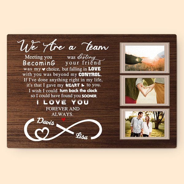 Personalised We Are A Team Couple Canvas Wall Art with Name and Photo Wall Decor Anniversary Wedding Gift for Couple