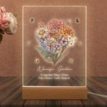 Gepersonaliseerd geboorte boeket LED nachtlampje met houten basis oma's tuin thema thuis decoratie verjaardagscadeau voor familie