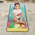 Asciugamano da bagno personalizzato in velluto corallino superassorbente e morbido per immersioni marine con nome, accessorio da spiaggia per bambini