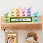 Personalized Cute Cool Smile Face Wood Bowtie Bunny Flocked Block Set Colourful Home Decoration Easter Birthday Gift for Mom Grandma