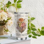 Personalised Birth Flower Bouquet 20oz Food-grade Stainless Steel Tumbler with Name and Straw Mother's Day Birthday Gift for Grandma Mom