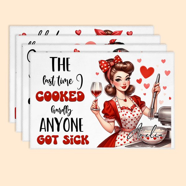 Lot de 4 Sets de Table Personnalisés Cadeau Anniversaire Emménagement pour Femme