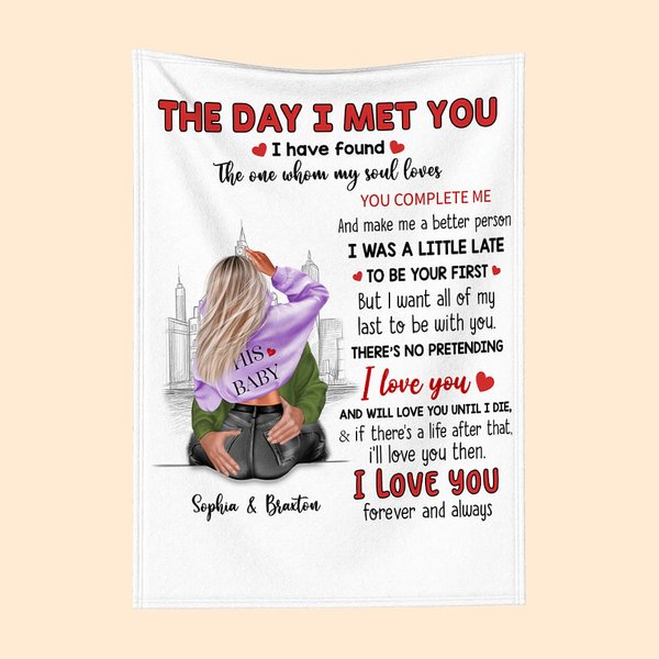 Couverture Personnalisée Poème d'Amour avec Paysage Urbain Décoration de Maison Cadeau pour Couple