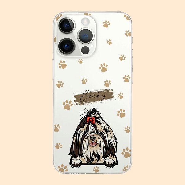 Funda delgada de TPU transparente personalizada con el nombre y las huellas de la mascota para regalar a los amantes de los perros y los gatos