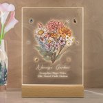 Gepersonaliseerd geboorte boeket LED nachtlampje met houten basis oma's tuin thema thuis decoratie verjaardagscadeau voor familie