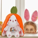 Personalisierte Reversible Karotte Camouflage Hunter Bunny Plüsch Puppe Spielzeug mit Namen Ostern Dekoration Geburtstagsgeschenk für Kind