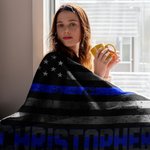 Couverture en Flanelle Personnalisée avec Texte et Drapeau Américain Cadeau pour Officier Police Gendarmerie