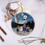 Personalized I Love You to the Moon and Back Round Ceramic Ornament with Night Starry Sky Background Christmas Birthday Gift for Dog Lover