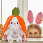 Personalized Creative Carrot Bunny Reversible Plush Doll with Zipper and Name Easter Decor Birthday Gift for Kid