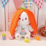 Personalized Creative Carrot Bunny Reversible Plush Doll with Zipper and Name Easter Decor Birthday Gift for Kid