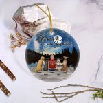 Personalized Life is Better with Fur Baby Round Ceramic Ornament with Night Starry Sky Background Christmas Birthday Gift for Dog Lover