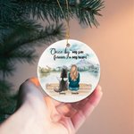 Personalized Once by My Side Forever in My Heart Round Ceramic Pendant Ornament Christmas Birthday Gift for Dog Lover