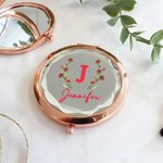 Gepersonaliseerde Geboortebloem Gevouwen Make-up Spiegel met Naam Verjaardag Huwelijkscadeau voor haar