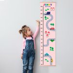 Personalised Vehicle on the Road Transportation Kid Growth Height Chart with Name and Date Bedroom Decor Birthday Gift for Baby Kid