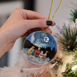 Personalized Life is Better with Fur Baby Round Ceramic Ornament with Night Starry Sky Background Christmas Birthday Gift for Dog Lover