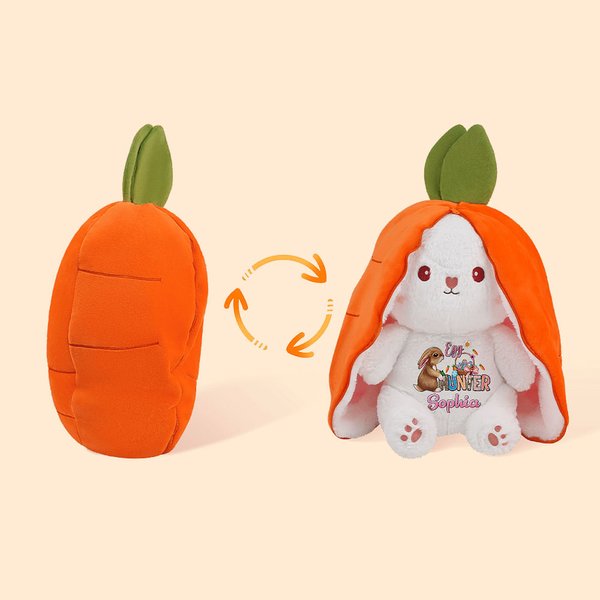 Personalisierte Reversible Karotte Camouflage Hunter Bunny Plüsch Puppe Spielzeug mit Namen Ostern Dekoration Geburtstagsgeschenk für Kind