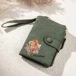 Personalizada Nacimiento Flor Bouquet Tri-Folded Cartera de cuero Cumpleaños Día de la Madre Regalo de Navidad para mamá abuela