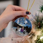 Personalized I Love You to the Moon and Back Round Ceramic Ornament with Night Starry Sky Background Christmas Birthday Gift for Dog Lover