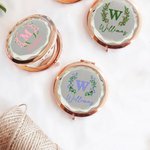 Gepersonaliseerde Geboortebloem Gevouwen Make-up Spiegel met Naam Verjaardag Huwelijkscadeau voor haar