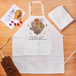 Delantal de cocina personalizado con flores de nacimiento, bolsillo y nombre Tema de jardín Menaje de cocina Regalo de inauguración de la casa Regalo 