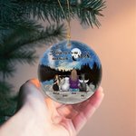 Personalized I Love You to the Moon and Back Round Ceramic Ornament with Night Starry Sky Background Christmas Birthday Gift for Dog Lover