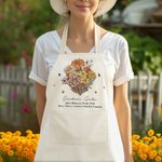 Delantal de cocina personalizado con flores de nacimiento, bolsillo y nombre Tema de jardín Menaje de cocina Regalo de inauguración de la casa Regalo 
