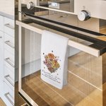 Personalized Retro Birth Flower Bouquet Waffle Cotton Tea Towel with Name Garden Theme Kitchen Decoration Housewarming Family Gift for Mom Grandma