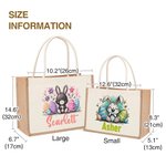 Gepersonaliseerde schattige paashaas dieren Jute tas met naam Pasen verjaardagscadeau voor kind