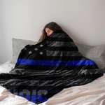 Couverture en Flanelle Personnalisée avec Texte et Drapeau Américain Cadeau pour Officier Police Gendarmerie