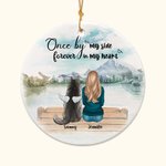 Personalized Once by My Side Forever in My Heart Round Ceramic Pendant Ornament Christmas Birthday Gift for Dog Lover