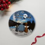 Personalized I Love You to the Moon and Back Round Ceramic Ornament with Night Starry Sky Background Christmas Birthday Gift for Dog Lover