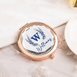 Gepersonaliseerde Geboortebloem Gevouwen Make-up Spiegel met Naam Verjaardag Huwelijkscadeau voor haar