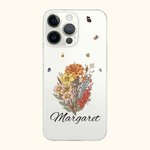 Custodia per iPhone personalizzata con bouquet di fiori di nascita e nome Regalo di compleanno per la festa della mamma