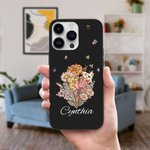 Custodia per iPhone personalizzata con bouquet di fiori di nascita e nome Regalo di compleanno per la festa della mamma