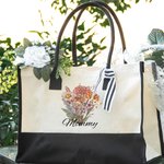 Henkilökohtainen Syntymä Kukkakimppu Canvas Beach Kangas Kangaskassi nimi Äitienpäivä Syntymäpäivä lahja hänelle