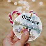 Personalisierte Hund Mama oder Hund Papa Runde Keramik-Anhänger Ornament Weihnachten Geburtstag Geschenk für Hundeliebhaber