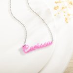 Personalised Acrylic Pink Name Necklace Trendy Girl Pendant Jewellery Multicolor Available Birthday Gift for Her